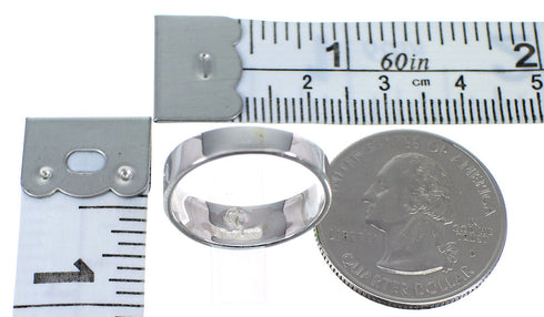 Southwest Turquoise Opal Inlay Sterling Silver Ring Size 6-1/2 RX82979